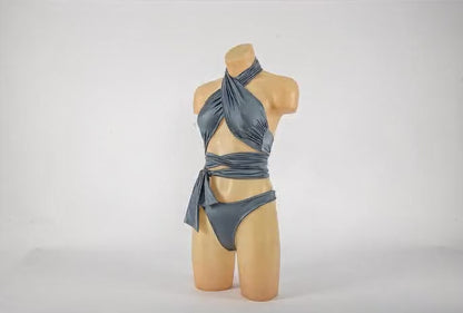 Grey Snake Bikini Set